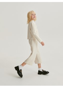 Reserved - Spodnie z szeroką nogawką - kremowy ze sklepu Reserved w kategorii Spodnie dziewczęce - zdjęcie 167337655