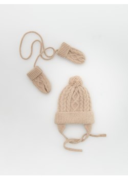 Reserved - Zestaw czapka i rękawiczki - beżowy ze sklepu Reserved w kategorii Czapki dziecięce - zdjęcie 167337677