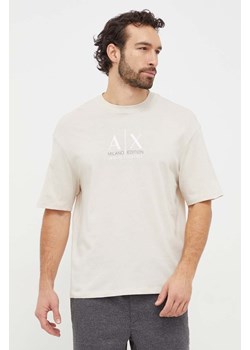 Armani Exchange t-shirt bawełniany męski kolor beżowy z nadrukiem 3DZTAB ZJ3VZ ze sklepu ANSWEAR.com w kategorii T-shirty męskie - zdjęcie 167339655