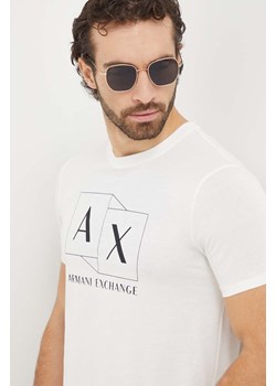 Armani Exchange t-shirt bawełniany męski kolor beżowy z nadrukiem 3DZTAD ZJ9AZ ze sklepu ANSWEAR.com w kategorii T-shirty męskie - zdjęcie 167339659