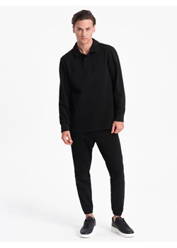 Komplet męski dresowy bluza z kołnierzem polo + spodnie - czarny V8 Z71 ze sklepu ombre w kategorii Dresy męskie - zdjęcie 167347609