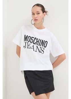 Moschino Jeans t-shirt bawełniany damski kolor biały ze sklepu ANSWEAR.com w kategorii Bluzki damskie - zdjęcie 167348088