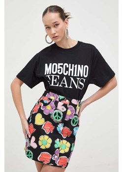Moschino Jeans t-shirt bawełniany damski kolor czarny ze sklepu ANSWEAR.com w kategorii Bluzki damskie - zdjęcie 167348097