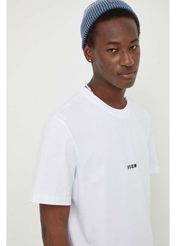 MSGM t-shirt bawełniany męski kolor biały gładki ze sklepu ANSWEAR.com w kategorii T-shirty męskie - zdjęcie 167348117