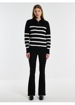 Sweter damski w czarno-białe paski rozpinany z dodatkiem kaszmiru Stripalia 906 ze sklepu Big Star w kategorii Swetry damskie - zdjęcie 167356378