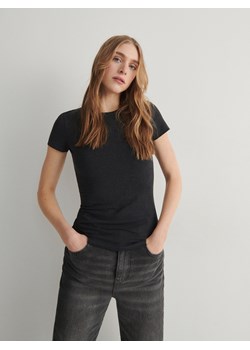 Reserved - Bawełniany t-shirt - ciemnoszary ze sklepu Reserved w kategorii Bluzki damskie - zdjęcie 167360398