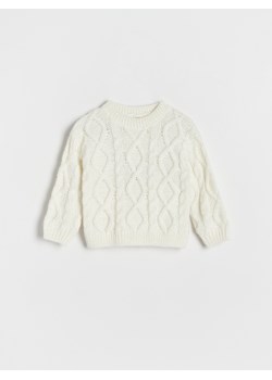 Reserved - Sweter z ozdobnym splotem - złamana biel ze sklepu Reserved w kategorii Swetry dziewczęce - zdjęcie 167360457