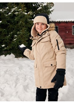 Reserved - Ocieplany płaszcz z kapturem - beżowy ze sklepu Reserved w kategorii Kurtki chłopięce - zdjęcie 167366549