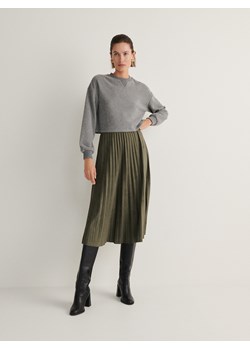 Reserved - Plisowana spódnica midi - ciemnozielony ze sklepu Reserved w kategorii Spódnice - zdjęcie 167366645