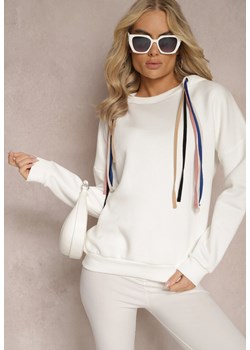 Biała Bawełniana Bluza z Sznurkami i Kapturem Tyche ze sklepu Renee odzież w kategorii Bluzy damskie - zdjęcie 167367916