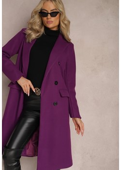 Fioletowy Płaszcz Dwurzędowy Aminirn ze sklepu Renee odzież w kategorii Płaszcze damskie - zdjęcie 167367936