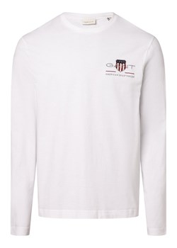 Gant Męska koszulka z długim rękawem Mężczyźni Bawełna biały jednolity ze sklepu vangraaf w kategorii T-shirty męskie - zdjęcie 167372837