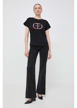 Twinset t-shirt bawełniany damski kolor czarny ze sklepu ANSWEAR.com w kategorii Bluzki damskie - zdjęcie 167376398