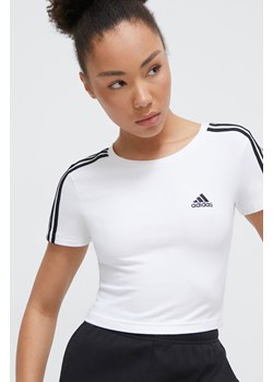adidas t-shirt Essentials damski kolor beżowy IR6112 ze sklepu ANSWEAR.com w kategorii Bluzki damskie - zdjęcie 167376418