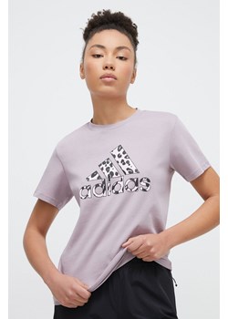 adidas t-shirt bawełniany damski kolor fioletowy IV9377 ze sklepu ANSWEAR.com w kategorii Bluzki damskie - zdjęcie 167376438