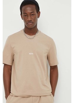MSGM t-shirt bawełniany męski kolor beżowy z nadrukiem ze sklepu ANSWEAR.com w kategorii T-shirty męskie - zdjęcie 167376547