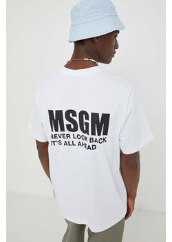 MSGM t-shirt bawełniany męski kolor biały z nadrukiem ze sklepu ANSWEAR.com w kategorii T-shirty męskie - zdjęcie 167376567