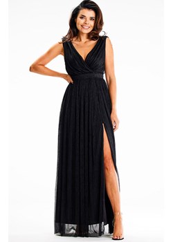 Długa błyszcząca sukienka maxi czarna A625, Kolor czarny, Rozmiar L, Awama ze sklepu Primodo w kategorii Sukienki - zdjęcie 167378916