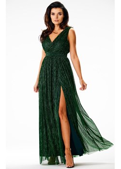 Długa błyszcząca sukienka maxi zielona A625, Kolor zielony, Rozmiar M, Awama ze sklepu Primodo w kategorii Sukienki - zdjęcie 167378919