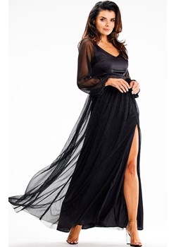 Długa sukienka czarna maxi z rozcięciem A626, Kolor czarny, Rozmiar M, Awama ze sklepu Primodo w kategorii Sukienki - zdjęcie 167378927