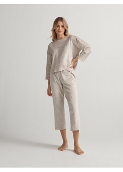 Reserved - Dwuczęściowa piżama - kremowy ze sklepu Reserved w kategorii Piżamy damskie - zdjęcie 167383418