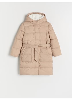 Reserved - Pikowany płaszcz z wiązaniem - beżowy ze sklepu Reserved w kategorii Płaszcze dziewczęce - zdjęcie 167383476