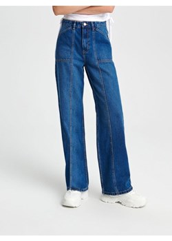 Sinsay - Jeansy straight high waist - niebieski ze sklepu Sinsay w kategorii Jeansy damskie - zdjęcie 167383805