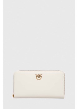 Pinko portfel skórzany damski kolor biały 100250.A0F1 ze sklepu ANSWEAR.com w kategorii Portfele damskie - zdjęcie 167386938