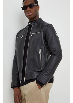 Karl Lagerfeld kurtka skórzana męska kolor czarny przejściowa ze sklepu ANSWEAR.com w kategorii Kurtki męskie - zdjęcie 167387168