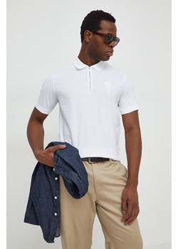 Karl Lagerfeld polo męski kolor biały z nadrukiem ze sklepu ANSWEAR.com w kategorii T-shirty męskie - zdjęcie 167387358