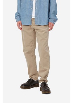 Carhartt WIP spodnie bawełniane kolor beżowy proste ze sklepu PRM w kategorii Spodnie męskie - zdjęcie 167391726