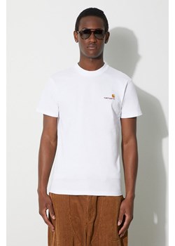 Carhartt WIP t-shirt bawełniany S/S American Script T-Shirt męski kolor biały z aplikacją I029956.02XX ze sklepu PRM w kategorii T-shirty męskie - zdjęcie 167391827