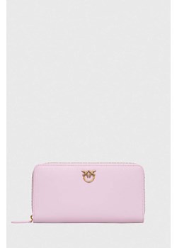 Pinko portfel skórzany damski kolor fioletowy 100250.A0F1 ze sklepu ANSWEAR.com w kategorii Portfele damskie - zdjęcie 167396426