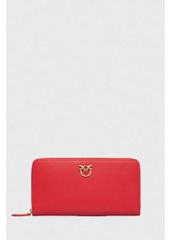 Pinko portfel skórzany damski kolor czerwony 100250.A0F1 ze sklepu ANSWEAR.com w kategorii Portfele damskie - zdjęcie 167396428