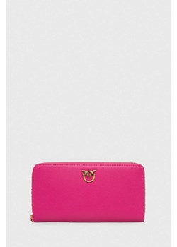 Pinko portfel skórzany damski kolor różowy 100250.A0F1 ze sklepu ANSWEAR.com w kategorii Portfele damskie - zdjęcie 167396429