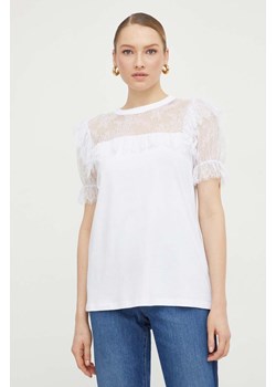 Twinset t-shirt bawełniany damski kolor biały ze sklepu ANSWEAR.com w kategorii Bluzki damskie - zdjęcie 167396656