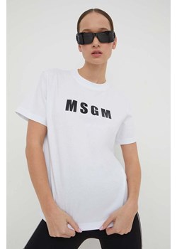 MSGM t-shirt bawełniany damski kolor biały ze sklepu ANSWEAR.com w kategorii Bluzki damskie - zdjęcie 167396688