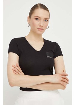 Armani Exchange t-shirt bawełniany damski kolor czarny 3DYT35 YJ3RZ ze sklepu ANSWEAR.com w kategorii Bluzki damskie - zdjęcie 167396756