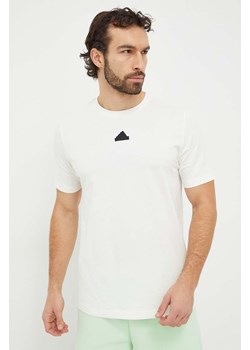 adidas t-shirt bawełniany męski kolor beżowy z nadrukiem IS2857 ze sklepu ANSWEAR.com w kategorii T-shirty męskie - zdjęcie 167396785