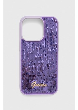 Guess etui na telefon iPhone 14 Pro 6.1&quot; kolor fioletowy ze sklepu ANSWEAR.com w kategorii Etui - zdjęcie 167408968