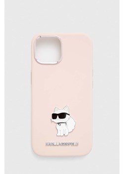 Karl Lagerfeld etui na telefon iPhone 15 / 14 / 13 6.1&apos;&apos; kolor różowy ze sklepu ANSWEAR.com w kategorii Etui - zdjęcie 167408979