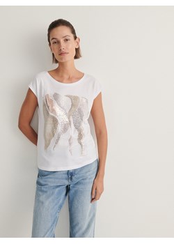 Reserved - T-shirt z nadrukiem - biały ze sklepu Reserved w kategorii Bluzki damskie - zdjęcie 167411807