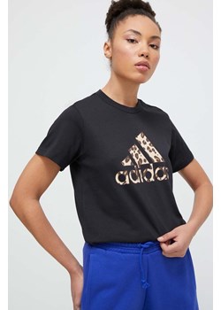 adidas t-shirt bawełniany damski kolor czarny IT1425 ze sklepu ANSWEAR.com w kategorii Bluzki damskie - zdjęcie 167420008