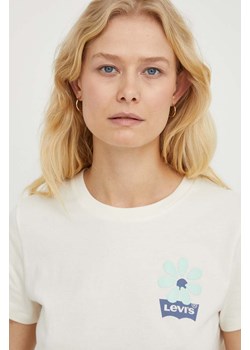 Levi&apos;s t-shirt bawełniany damski kolor beżowy ze sklepu ANSWEAR.com w kategorii Bluzki damskie - zdjęcie 167420018