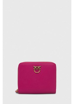 Pinko portfel skórzany damski kolor różowy 100249.A0F1 ze sklepu ANSWEAR.com w kategorii Portfele damskie - zdjęcie 167422378