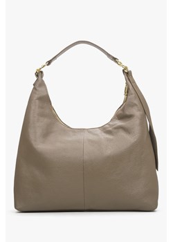Estro: Beżowa shopperka damska z włoskiej skóry naturalnej ze sklepu Estro w kategorii Torby Shopper bag - zdjęcie 167431477