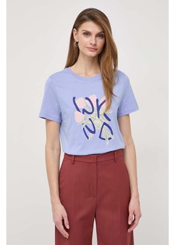 Weekend Max Mara t-shirt bawełniany damski kolor fioletowy 2415971051600 ze sklepu ANSWEAR.com w kategorii Bluzki damskie - zdjęcie 167431739