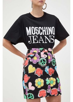 Moschino Jeans spódnica jeansowa kolor czarny mini prosta ze sklepu ANSWEAR.com w kategorii Spódnice - zdjęcie 167440875