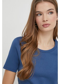 United Colors of Benetton t-shirt bawełniany damski kolor niebieski ze sklepu ANSWEAR.com w kategorii Bluzki damskie - zdjęcie 167441115