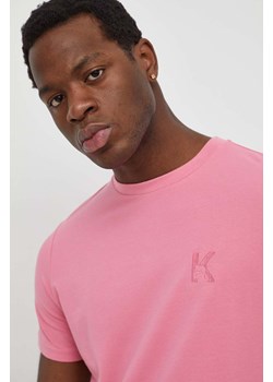 Karl Lagerfeld t-shirt męski kolor różowy gładki ze sklepu ANSWEAR.com w kategorii T-shirty męskie - zdjęcie 167441149